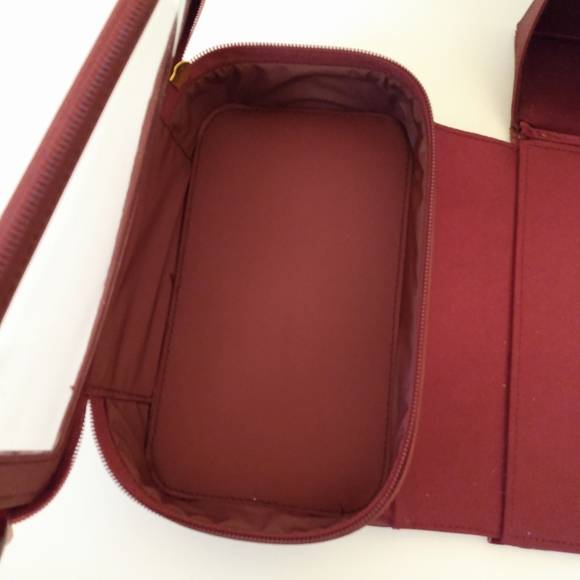 Estee Lauder Travel Cosmetic Jewelry Burgundy Double Handle Carry On Case - Picture 6 of 15